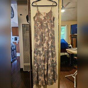 Express Paisley Print Dress with Blue and Brown Accents Size L